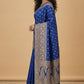 Water Zari Butta Khaddi Crepe Silk Saree with Rich Zari Pallu in Royal Blue
