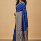 Water Zari Butta Khaddi Crepe Silk Saree with Rich Zari Pallu in Royal Blue