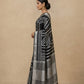 Printed Chanderi-Style Cotton Silk Saree in Black White