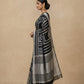 Printed Chanderi-Style Cotton Silk Saree in Black White