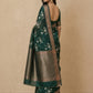 Printed Chanderi-Style Cotton Silk Saree in Dark Green