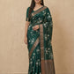 Printed Chanderi-Style Cotton Silk Saree in Dark Green