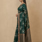 Printed Chanderi-Style Cotton Silk Saree in Dark Green