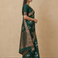 Printed Chanderi-Style Cotton Silk Saree in Dark Green