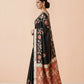Printed Murshidabad Pure Silk Saree in Black