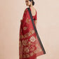 Printed Murshidabad Pure Silk Saree in Crimson