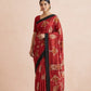 Printed Murshidabad Pure Silk Saree in Crimson