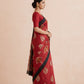 Printed Murshidabad Pure Silk Saree in Crimson