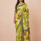 Printed Murshidabad Pure Silk Saree in Lime