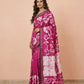 Printed Murshidabad Pure Silk Saree in Magenta