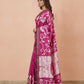 Printed Murshidabad Pure Silk Saree in Magenta