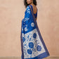 Printed Murshidabad Pure Silk Saree in Royal Blue