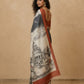 Hand-Painted Murshidabad Pure Silk Saree with Acid Discharge Art in Cityscape