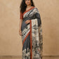 Hand-Painted Murshidabad Pure Silk Saree with Acid Discharge Art in Cityscape