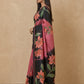 Hand-Painted Murshidabad Pure Silk Saree with Acid Discharge Art in Pink Black