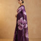 Hand-Painted Murshidabad Pure Silk Saree with Acid Discharge Art in Purple Poppy