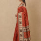 Swarnachuri Print Murshidabad Pure Silk Saree in Brick Red