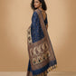 Swarnachuri Print Murshidabad Pure Silk Saree in Navy