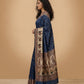 Swarnachuri Print Murshidabad Pure Silk Saree in Navy