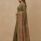 Swarnachuri Print Murshidabad Pure Silk Saree in Olive