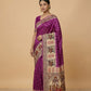 Swarnachuri Print Murshidabad Pure Silk Saree in Purple Magenta