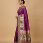 Swarnachuri Print Murshidabad Pure Silk Saree in Purple Magenta