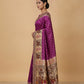 Swarnachuri Print Murshidabad Pure Silk Saree in Purple Magenta
