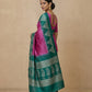 Printed Pure Matka Silk Saree with Contrast Border in Magenta