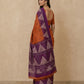 Printed Pure Matka Silk Saree with Contrast Border in Rust Purple