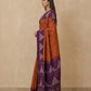 Printed Pure Matka Silk Saree with Contrast Border in Rust Purple