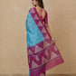 Printed Pure Matka Silk Saree with Contrast Border in Sky Blue