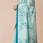 Hand-Painted Pure Silk Saree with Solid Resham Border in Aqua