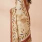 Hand-Painted Pure Silk Saree with Solid Resham Border in Ivory Vines