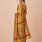 Hand-Painted Pure Silk Saree with Solid Resham Border in Mustard