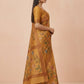 Hand-Painted Pure Silk Saree with Solid Resham Border in Mustard