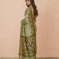 Hand-Painted Pure Silk Saree with Solid Resham Border in Sage