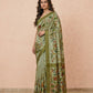 Hand-Painted Pure Silk Saree with Solid Resham Border in Sage