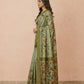 Hand-Painted Pure Silk Saree with Solid Resham Border in Sage