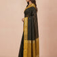 Katha Ghatchola Mercerised Cotton Saree with Jacquard Border in Black Yellow