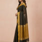 Katha Ghatchola Mercerised Cotton Saree with Jacquard Border in Black Yellow