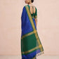 Katha Ghatchola Mercerised Cotton Saree with Jacquard Border in Blue Green