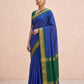 Katha Ghatchola Mercerised Cotton Saree with Jacquard Border in Blue Green