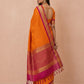 Katha Ghatchola Mercerised Cotton Saree with Jacquard Border in Orange Magenta