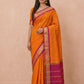 Katha Ghatchola Mercerised Cotton Saree with Jacquard Border in Orange Magenta
