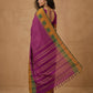 Mercerised Cotton Saree with Ikkat Temple Border in Magenta Purple