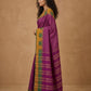 Mercerised Cotton Saree with Ikkat Temple Border in Magenta Purple