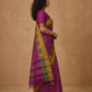 Mercerised Cotton Saree with Ikkat Temple Border in Magenta Purple