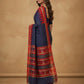 Mercerised Cotton Saree with Ikkat Temple Border in Navy Red
