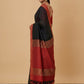 Mercerised Cotton Saree with Jacquard Zari Border in Black Red