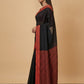 Mercerised Cotton Saree with Jacquard Zari Border in Black Red